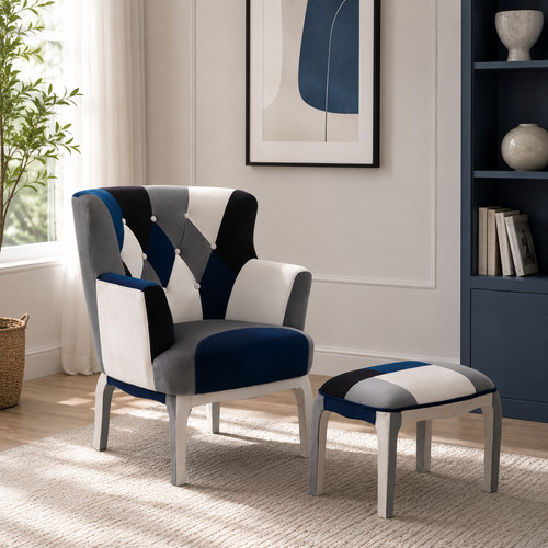 Poltrona liam blue rivestita - poltrona,