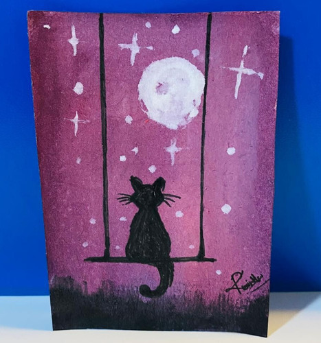 Aceo originale arte gatto - aceo, su
