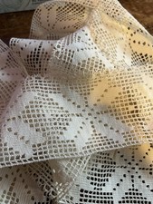 Pizzo Lavorazione A Filet Vintage Lunghezza 4,10 mt Altezza 8 cm Color Panna
