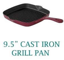 Pioneer Woman ~ PAINTED MEADOW ~ MERLOT Speckle ~ 9.5 Square Cast Iron Grill Pan
