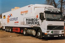 Truck photo Volvo FH12 Box semitrailer Spain white ANA, TRANS WENCES, AGRO #a5rd