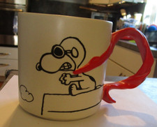 Tazza manico sciarpa scolpita HALLMARK Peanuts Snoopy asso volante barone rosso RARA NUOVA
