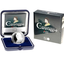 ITALIA 2021 ANNIVERSARIO NASCITA CARAVAGGIO MONETA 5 EURO ARGENTO PROOF IPZS
