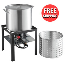 Kit Vaporiera Caldaia Pesce Propano Esterno con Bruciatore Gamberi Gamberetti Granchio vongole