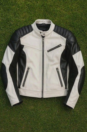 Giacca biker uomo - pelle, bianca