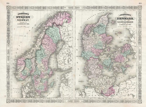 1866 johnson mappa svezia - 1866,
