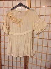 camicetta donna elegante con inserti in pizzo macrame’, taglia S