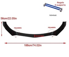 SPOILER A LAMA SOTTO PARAURTI ANTERIORE NERO LUCIDO UNIVERSALE REGALO SUPPORTI