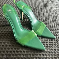 ZARA VINYL  GREEN SANDALS SZ