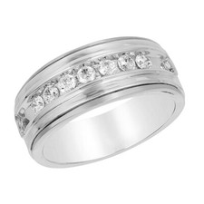 Anello da uomo in oro bianco 14 carati con fede nuziale in oro bianco massicc...