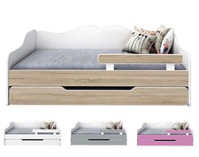 Lettino per bambini con morbido materasso, barriera laterale e cassetto Letto