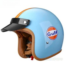 Casco Moto Vintage Certificato DOT Pelle Sintetica 3/4 Jet Mask Caschi