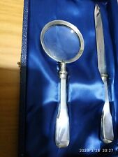 ARGENTO 800 SET DA SCRIVANIA TAGLIACARTE E LENTE  PUNZONATO 100 PD 