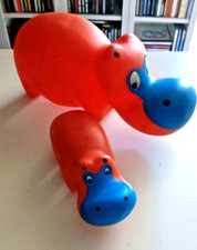 LOTTO 2 PUPAZZI IPPOPOTAMO VINTAGE KO ANNI 70 80 NO PIPPO LINES PUPAZZO LEDRA