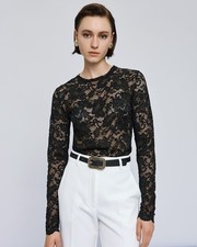 Camicetta Camicia In Pizzo A Maniche Lunghe Floreale Elegante Manica Lunga