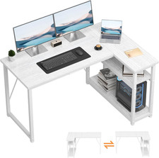 Scrivania Ad Angolo Reversibile 120 X 80Cm, Scrivania a Forma Di L Con Ripiani,T