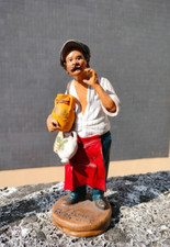 Statuetta in terracotta, ceramica Caltagirone, firma Romano, Italian Sculpture