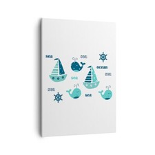 Quadro su Tela 50x70cm Balene navi bambini stelle marine Stampe Immagini Murale