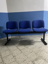 Sedia Ufficio d’ Attesa Tripla In Stoffa Colore Blu Per Ufficio
