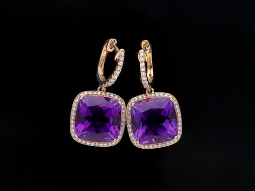 Orecchini diamanti ametista - diamanti,