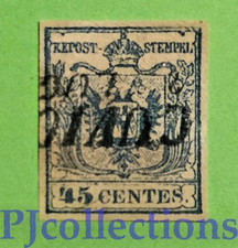 U7-ANTICHI STATI - LOMBARDO VENETO 1850/54 45c AZZURRO ARDESIA II TIPO USED
