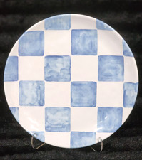 8 Insalatiere Melamina a Scacchi Blu e Bianco 9" Casale Country Shabby Chic