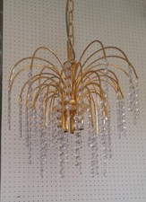 Lampadario di cristallo sospensione Swarovski ottone oro 3 Luci classico vintage