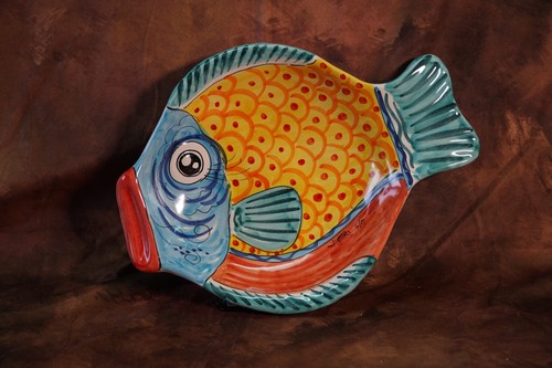 Piatto pesce tondo ceramica - piatto,