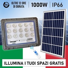 Faro 1000W 810 Led con Pannello Solare Luce Potente Telecomando Batteria +12 Ore