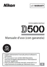 Per Nikon D500 Manuale Istruzioni Italiano Cartaceo Stampato 15x20cm