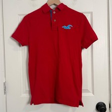 Hollister Y2K Polo Mens Large Red Preppy 2000's Muscle Fit Vintage Skater