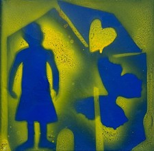 GIOSETTA FIORONI 20x20 smalto e spray su tela 2019 con cornice e archivio