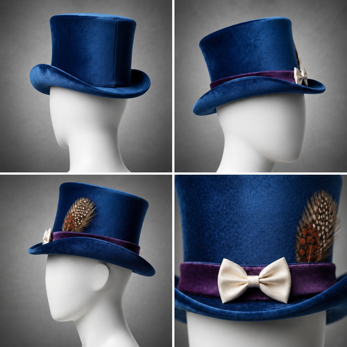 Cappello top velluto blu