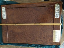 Set da scrivania vintage in argento e legno