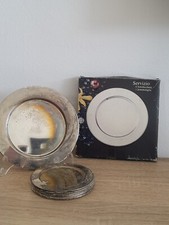 Vintage Silver Plated Servizio 6 Sottobicchieri + 1 Sottobottiglia