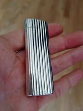 Cartier vintage lighter Oval Stripe Pattern Silver Plated 30 microns