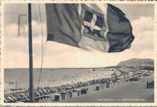 Rimini Cattolica la vasta spiaggia Bandiera Italia F. grande  spedita 
