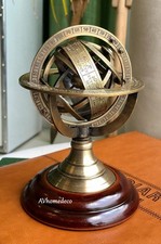Sfera Nautica Incisioni Zodiacali Armillare Finitura Antica Globo su Base Legno
