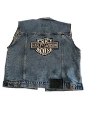 Gilet vintage Harley Davidson uomo biker denim taglia media anni 80 made Canada