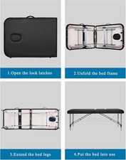 TQJ Lettino per massaggi pieghevole, altezza regolabile, per massaggio, terapia,