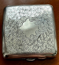 Antico portasigarette in argento sterling 925 inglese decoro floreale perfetto