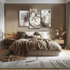 QUADRI MODERNI CAPEZZALE MODERNO TORTORA BEIGE CAMERA DA LETTO