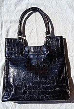 Borsa Donna CARPISA ecopelle Nera tipo coccodrillo doppio manico