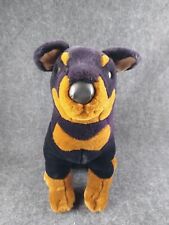 Rottweiler Peluche Cane Nero Marrone Cucciolo Realistico Circa 15" Seduto BJ Toy Co