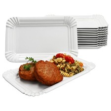 12 piatti di carta puro in porcellana 24,5x16 cm bianco servizio piatti torta hamburger