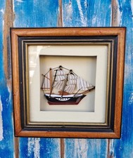Mezzo Scafo di Veliero In Cornice Legno Marinaro Arredo Nautico 