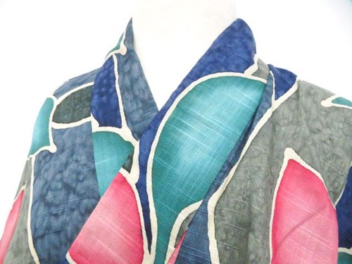 Kimono giapponese yukata blu - kimono,