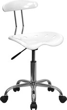 Sedia Da Scrivania Girevole, Con Seduta in Stile Mezzadro, Colore Bianco Lucido 