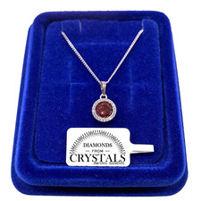 Collana Punto Luce Rosso 10mm pl. oro Bianco 18k con Cristalli Zirconi S/03