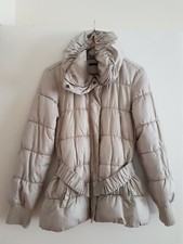 Sisley Giacca/Cappotto Donna Corto Imbottito Piuma Beige Piccolo/Medio *PRELOVED